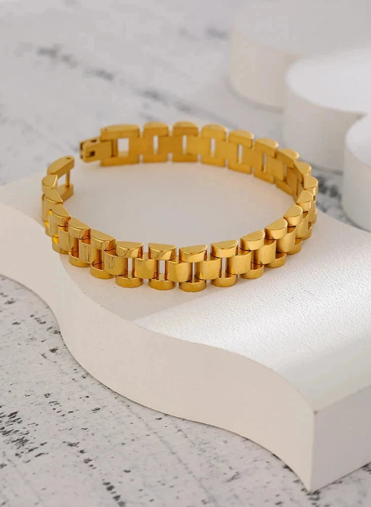 Unisex 18K Gold Plated Stainless Steel Chain Bracelet