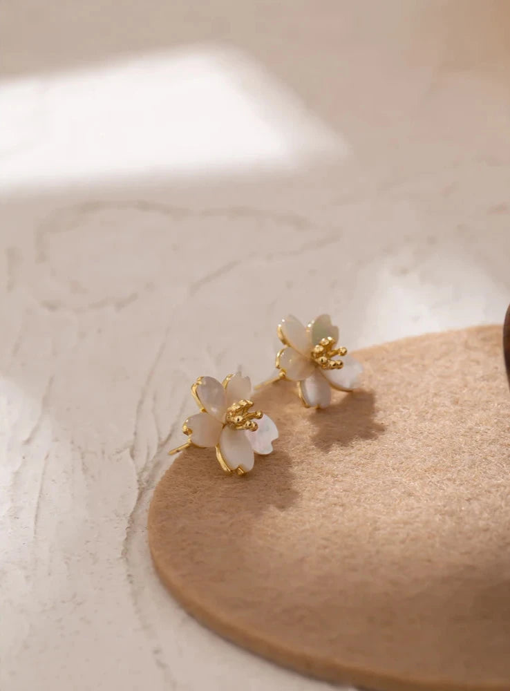 18K PVD Gold Plated Flower Earrings For Women