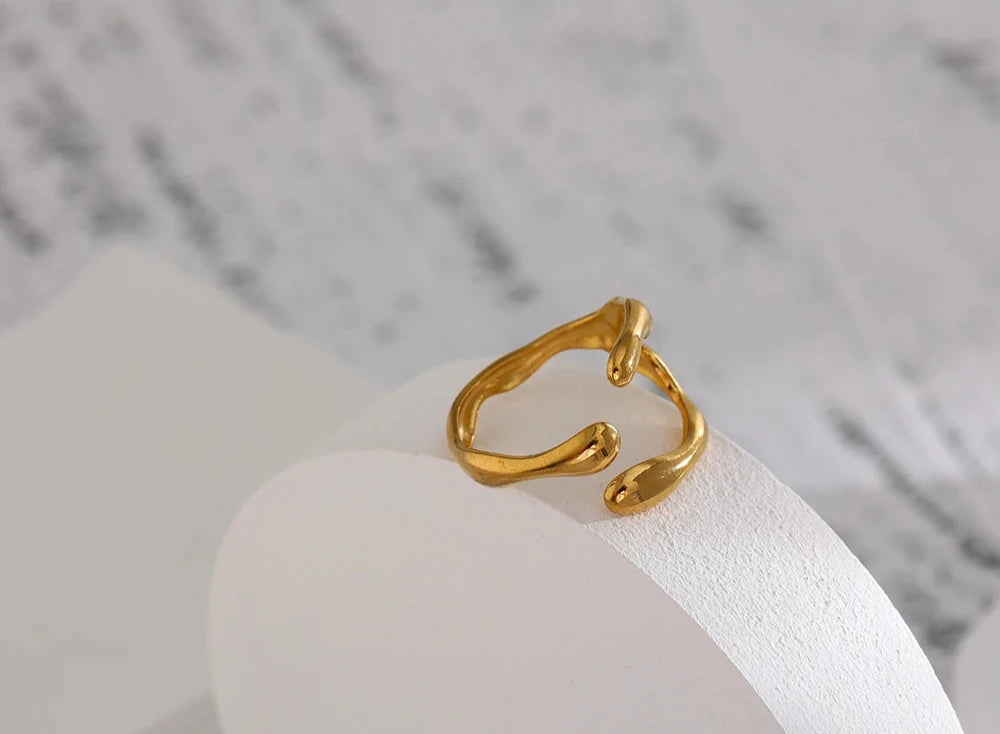 18K Gold Plated Stainless Steel Unsual Ring