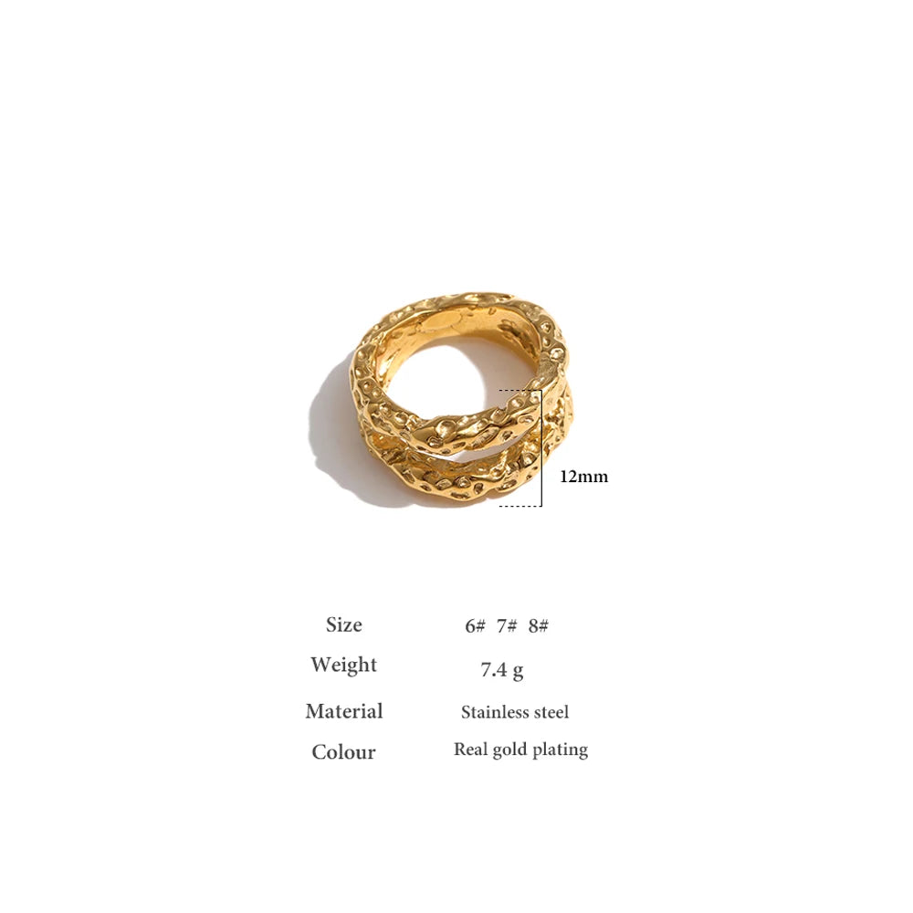 18K Gold Plated Stainless Steel Round Rings