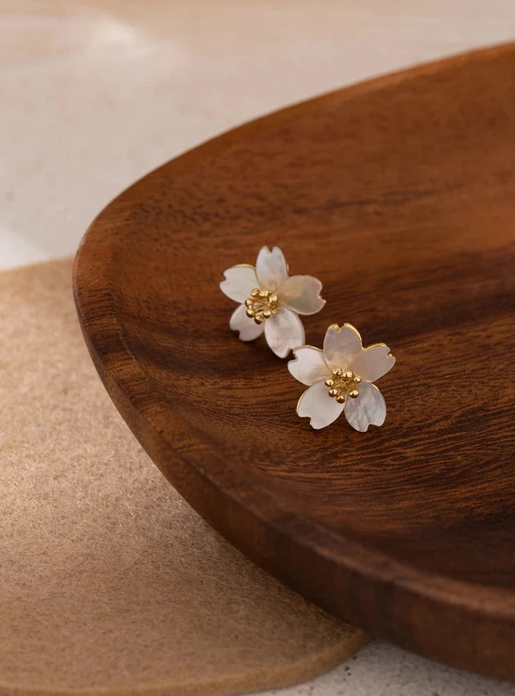 18K PVD Gold Plated Flower Earrings For Women