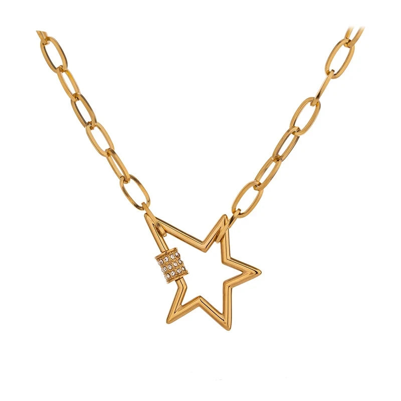 18K Gold Plated Stainless Steel Star Pendant Necklace