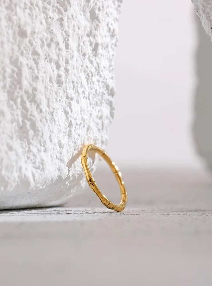 18K Gold Plated Stainless Steel  Bamboo Ring