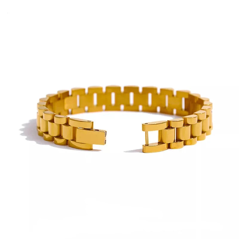 Unisex 18K Gold Plated Stainless Steel Chain Bracelet