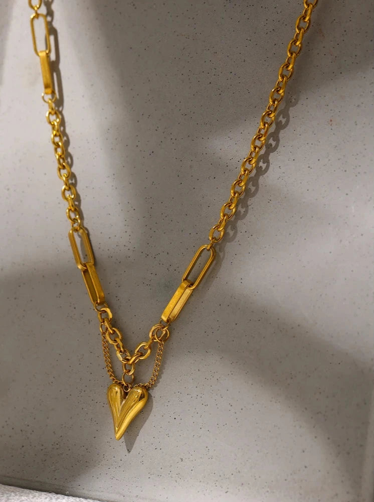 18K PVD Gold Plated Stainless Steel Necklace & Bracelet Set