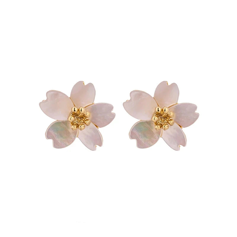 18K PVD Gold Plated Flower Earrings For Women