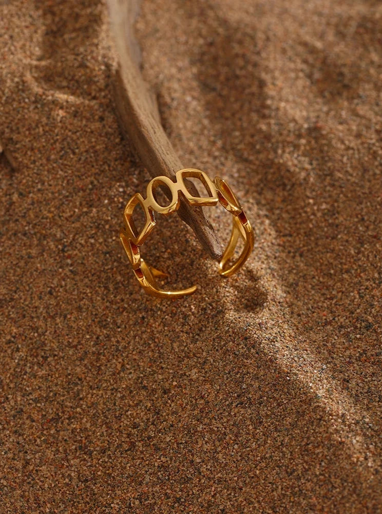 18K PVD Gold Plated Stainless Steel Irregular Opening Ring