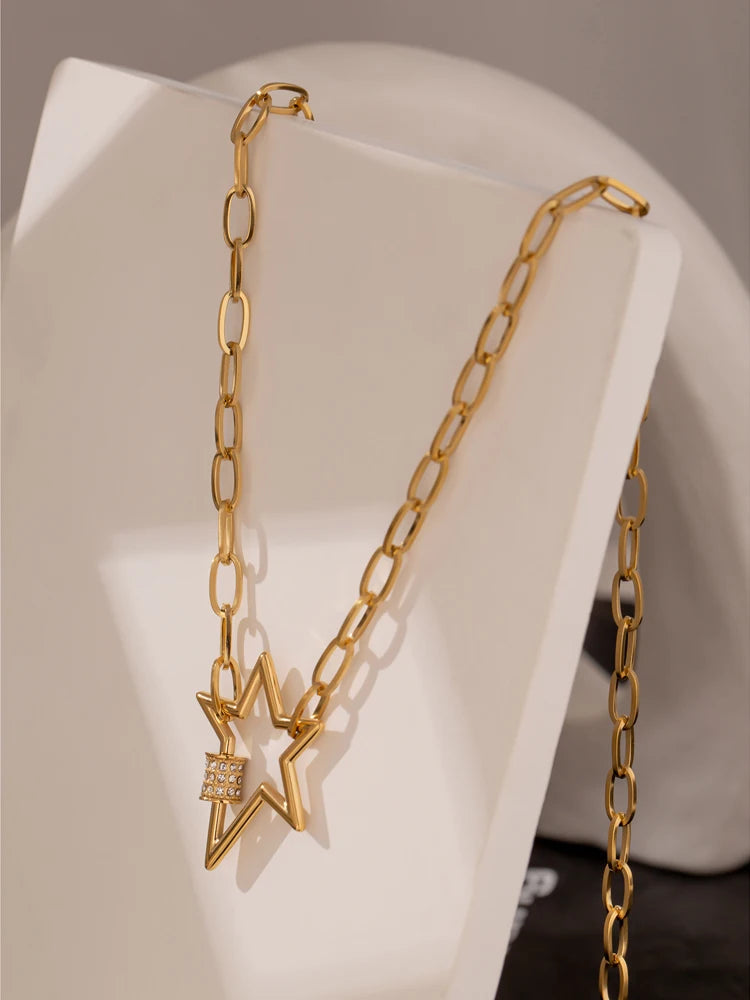 18K Gold Plated Stainless Steel Star Pendant Necklace