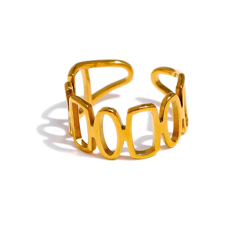 18K PVD Gold Plated Stainless Steel Irregular Opening Ring