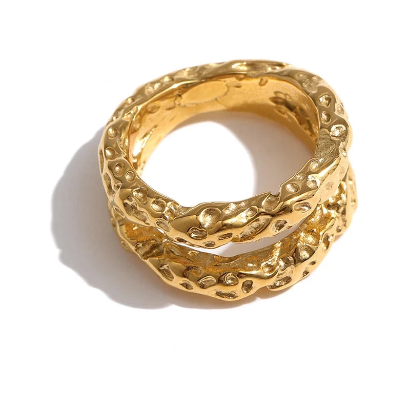 18K Gold Plated Stainless Steel Round Rings