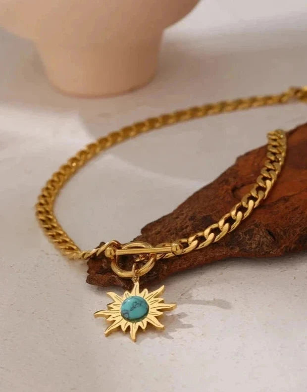 18K Gold Plated Stainless Steel Flower Pendant Necklace