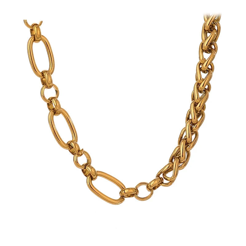 18K PVD Gold Plated Stainless Steel Chain Necklace & Bracelet Set