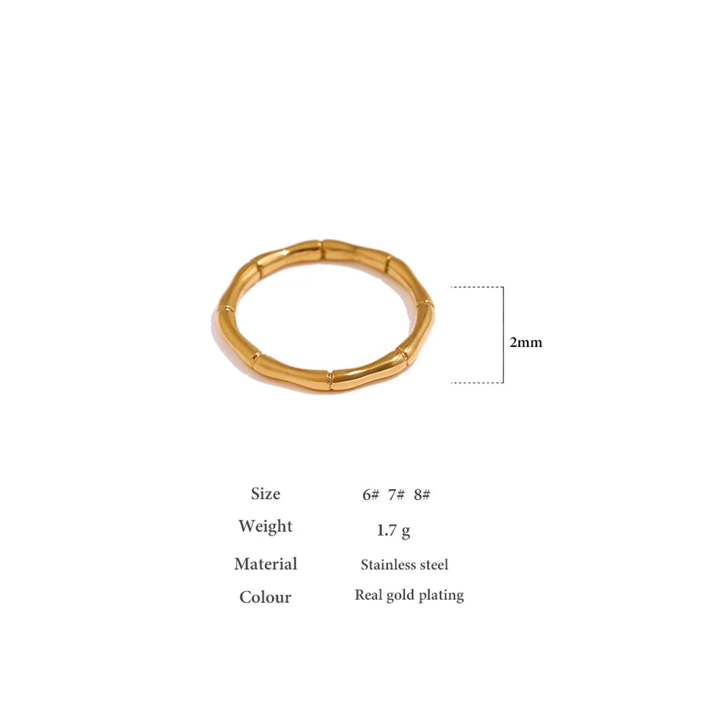 18K Gold Plated Stainless Steel  Bamboo Ring