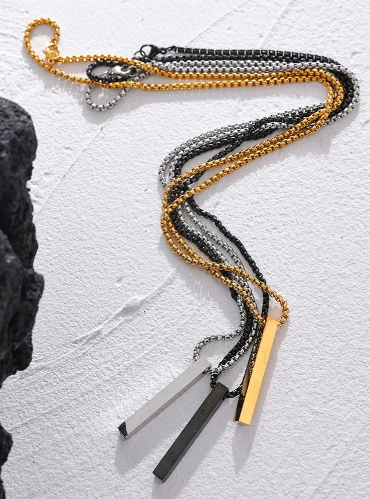 Unisex Waterproof Stainless Steel Long Pendant Necklace