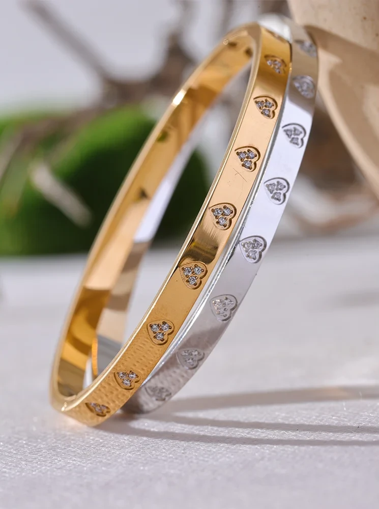 18K PVD Gold Plated Stainless Steel Cubic Zirconia Bracelet