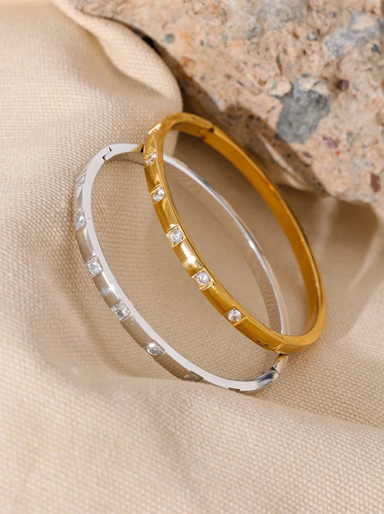 18K Gold Plated Stainless Steel Wrist Bangle Bracelet