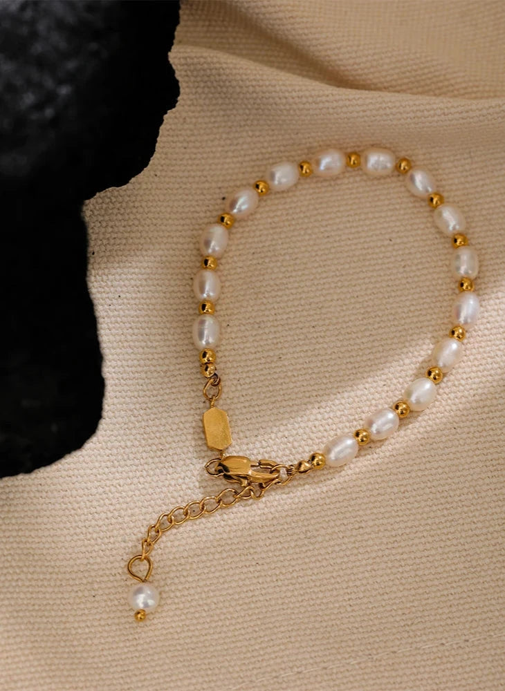 18K Gold Plated Natural Freshwater Pearls Bracelet