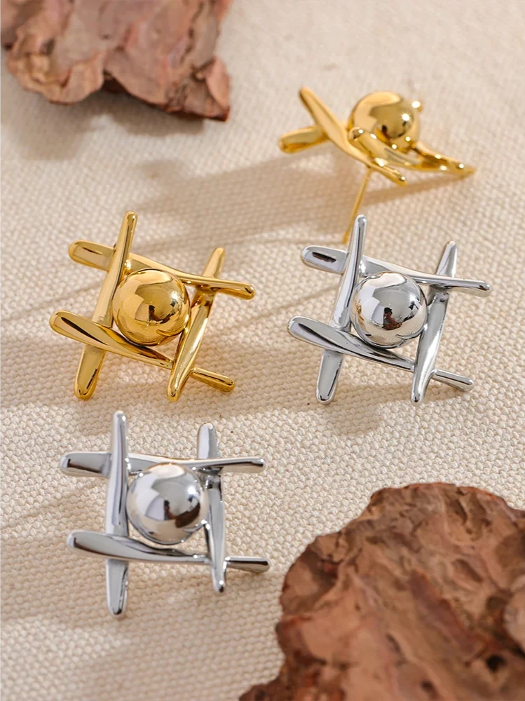 18K Gold Plated Stainless Steel Stud Earrings