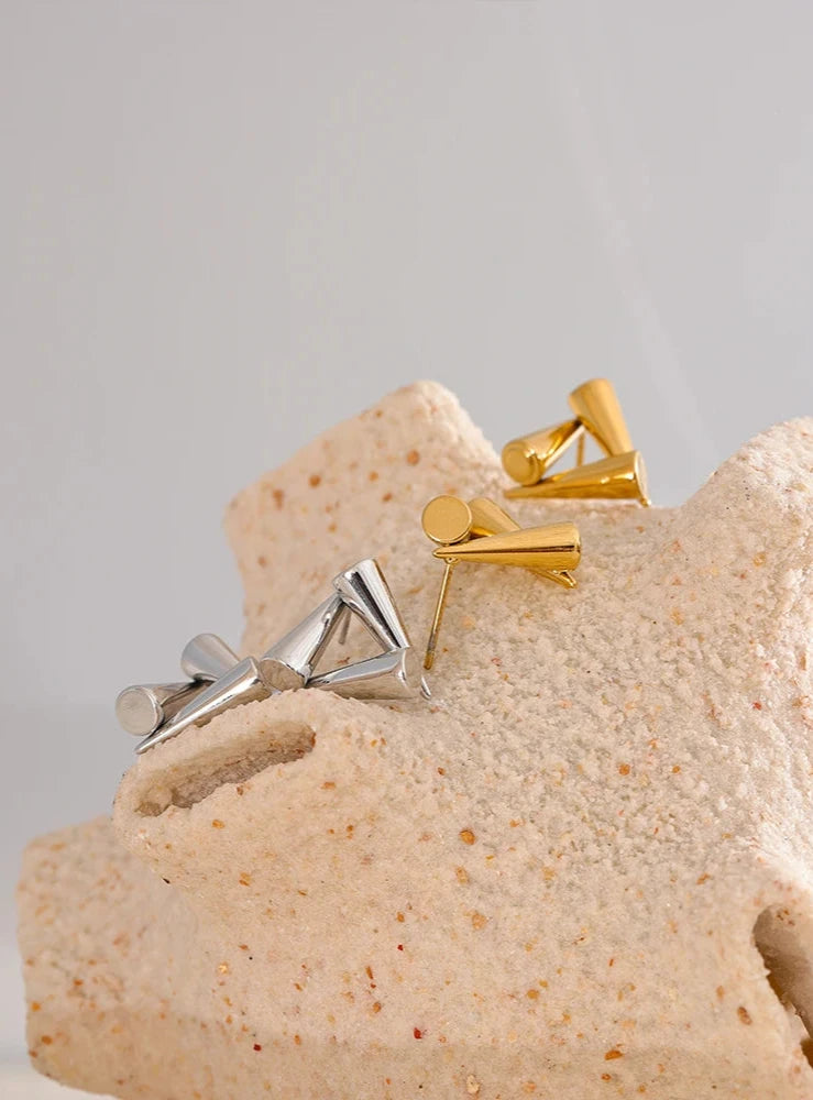 Earrings 18K PVD Gold Plated Stainless Steel Triangle