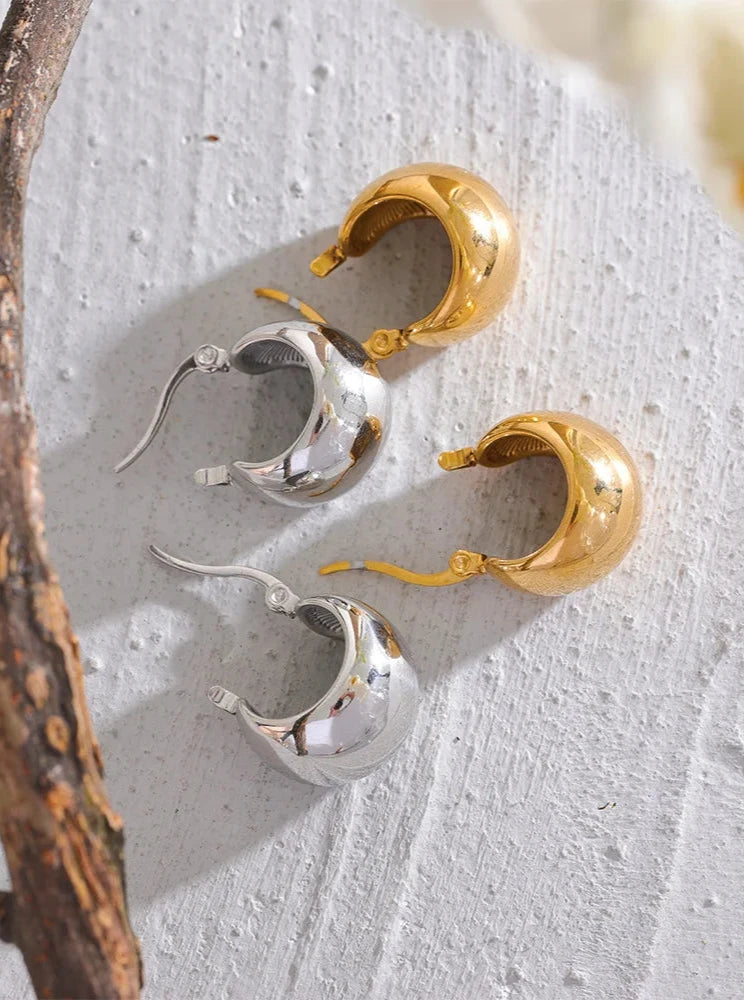 18K Gold Plated Stainless Steel Chunky Earrings