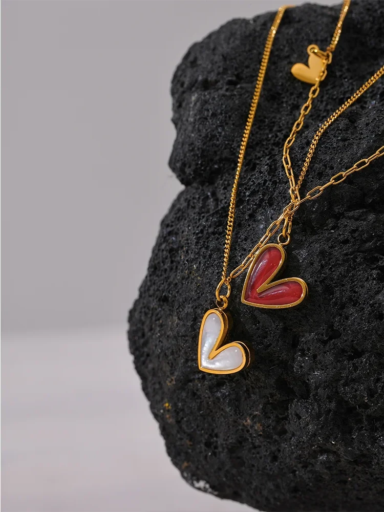 18K Gold Plated Stainless Steel Heart Pendant Necklace