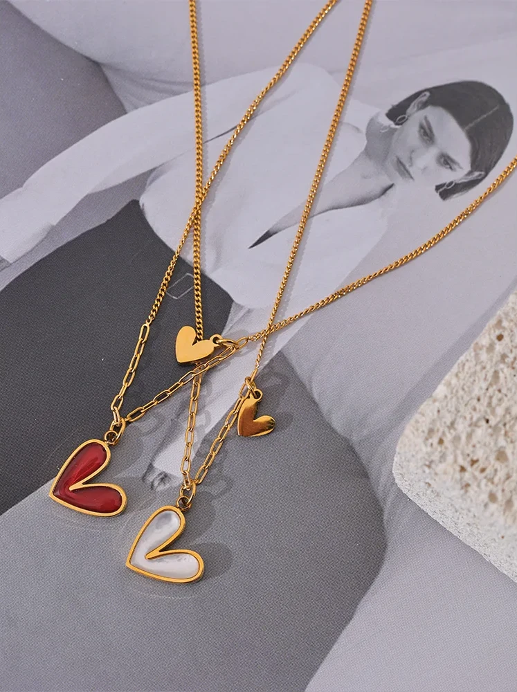 18K Gold Plated Stainless Steel Heart Pendant Necklace