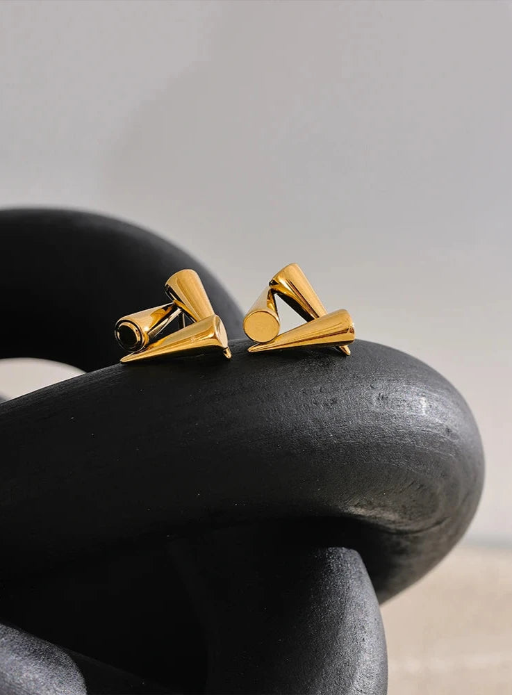 Earrings 18K PVD Gold Plated Stainless Steel Triangle