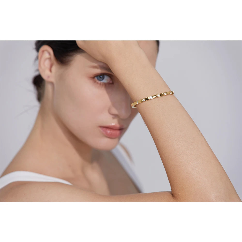 18K Gold Plated Stainless Steel Wrist Bangle Bracelet