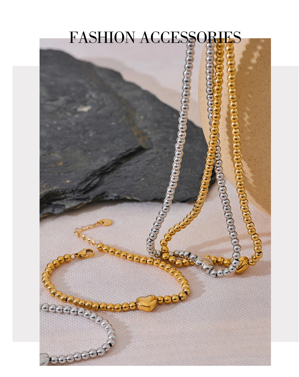 18K PVD Gold Plated Stainless Steel Chain Necklace & Bracelet Set