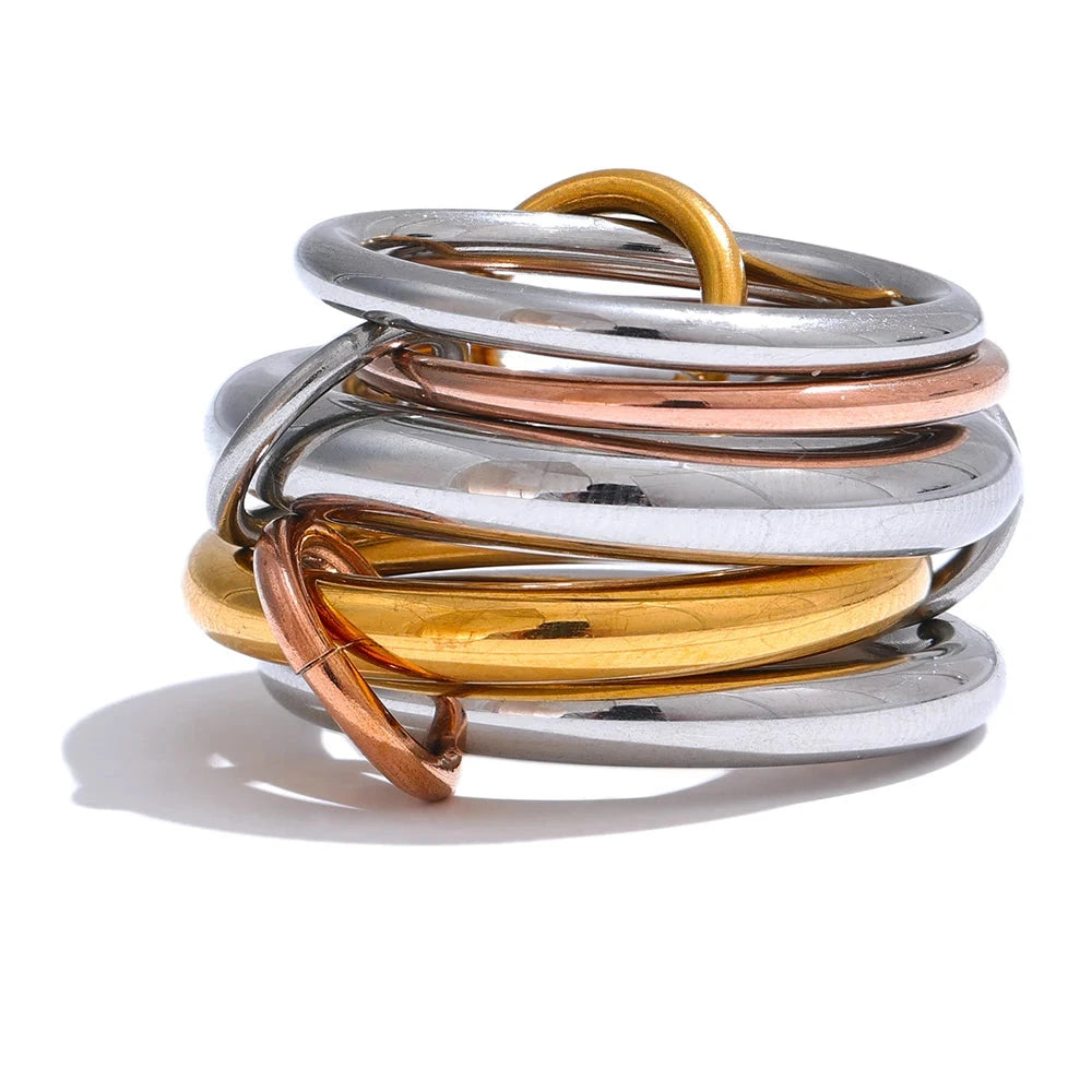 18K Gold Plated Stainless Steel Stacked Rings