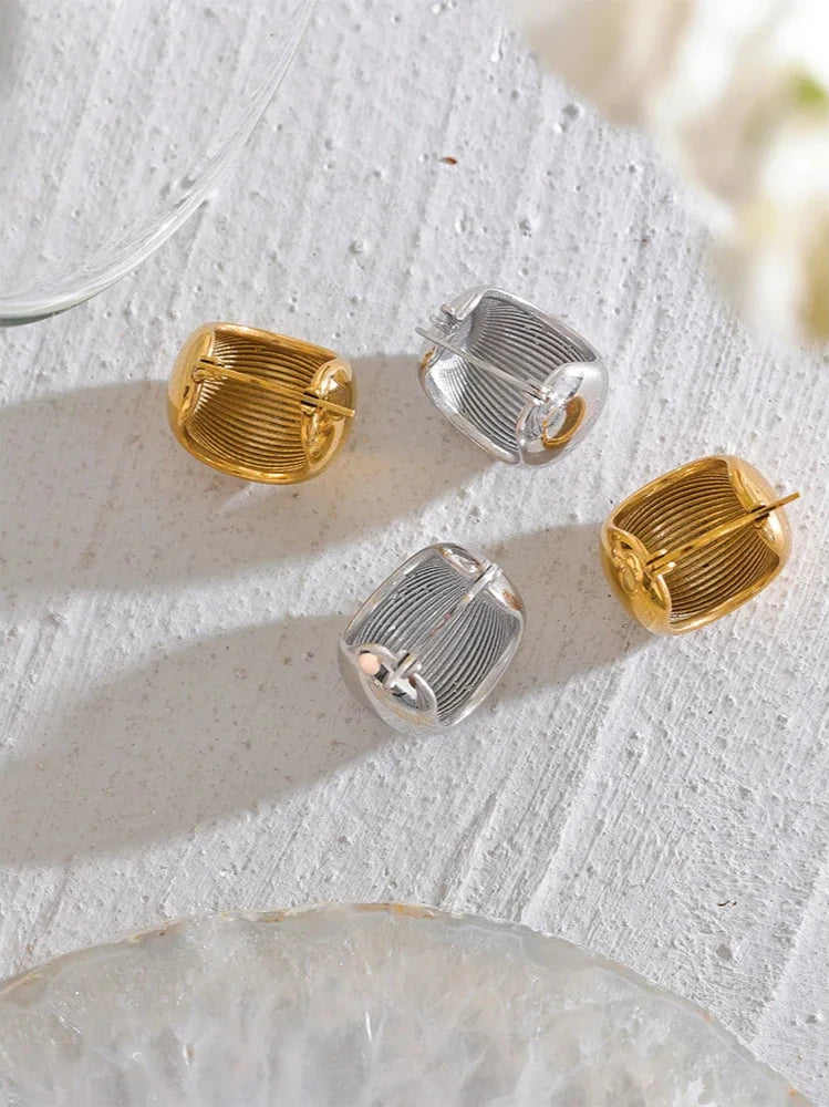 18K Gold Plated Stainless Steel Chunky Earrings