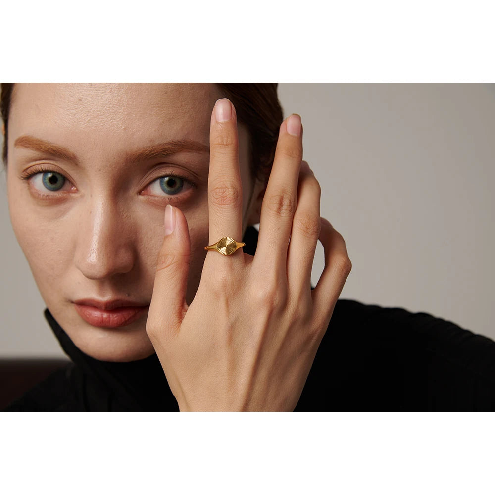 18K Gold Plated Stainless Steel Statement Ring