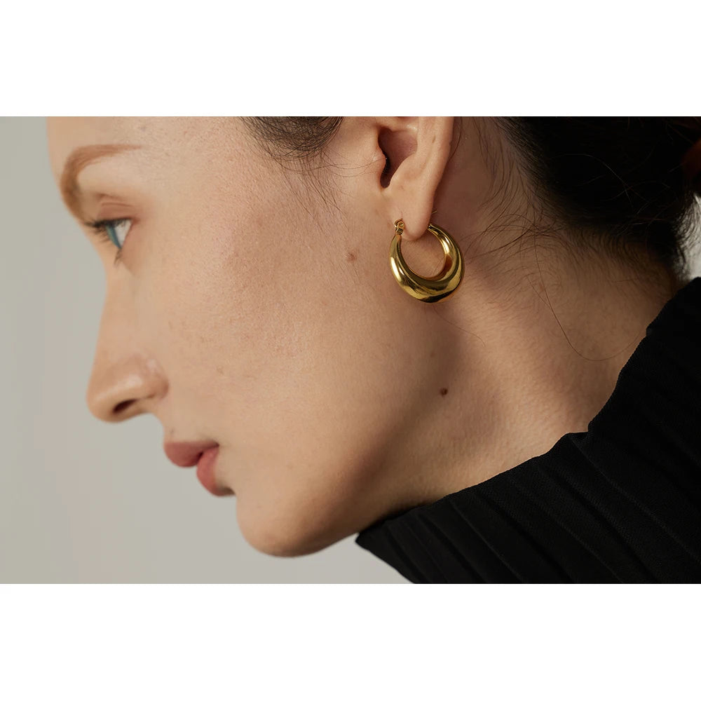 18K Gold Plated Stainless Steel Hoop Earrings