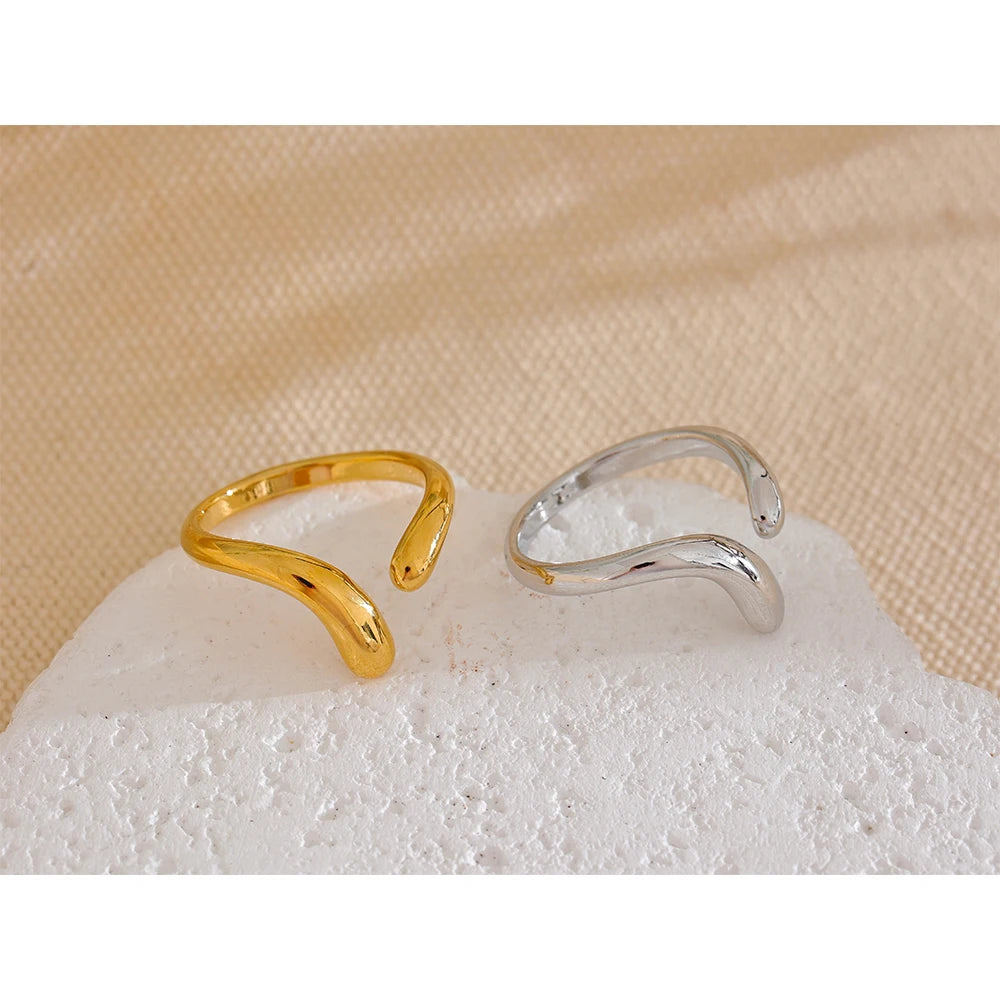 18K Gold Plated Stainless Steel Adjustable Ring