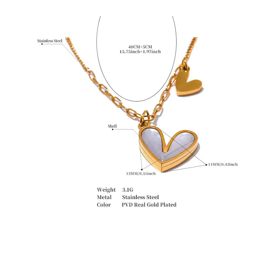 18K Gold Plated Stainless Steel Heart Pendant Necklace