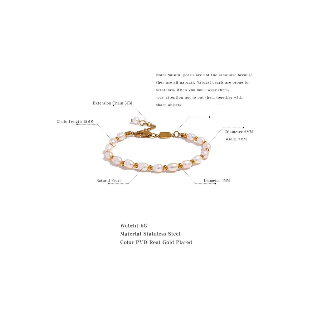 18K Gold Plated Natural Freshwater Pearls Bracelet