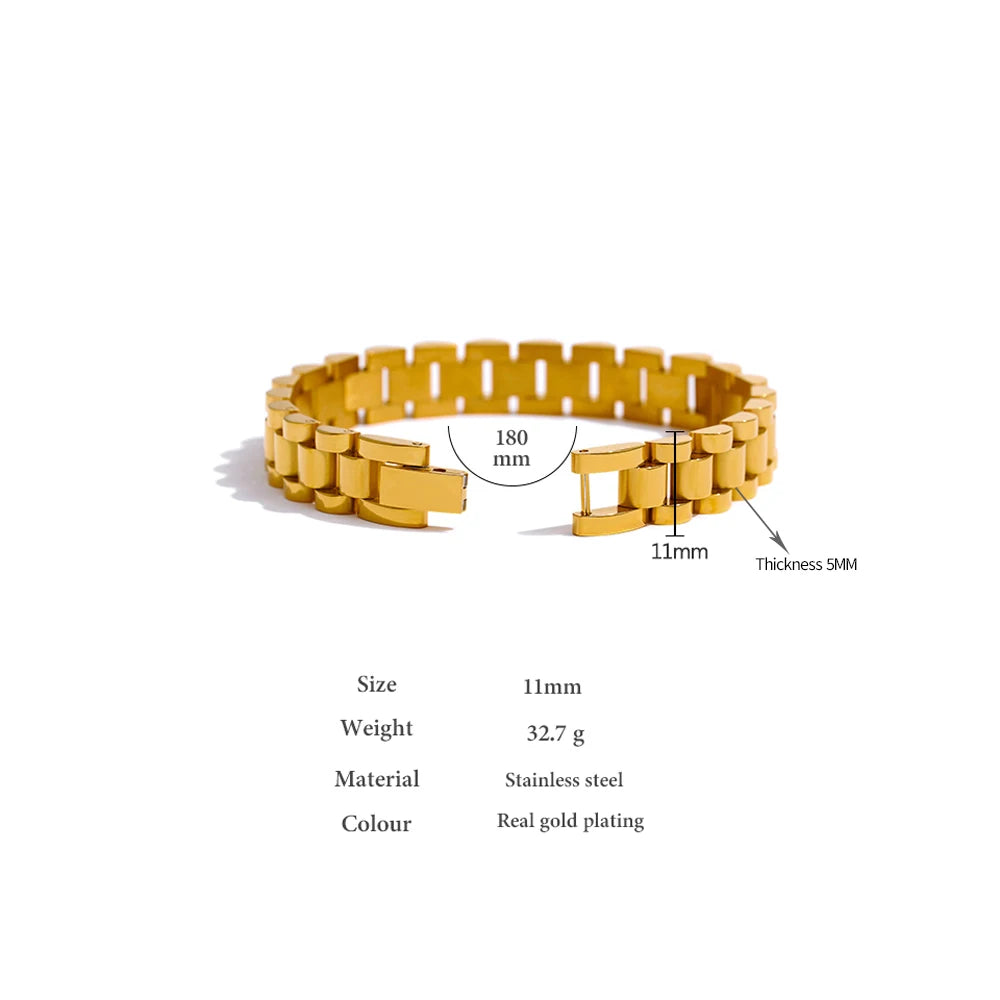 Unisex 18K Gold Plated Stainless Steel Chain Bracelet