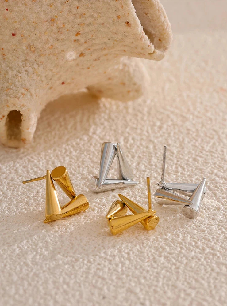 Earrings 18K PVD Gold Plated Stainless Steel Triangle