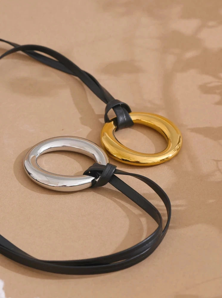 Unisex Waterproof Stainless Steel Long Leather Necklace