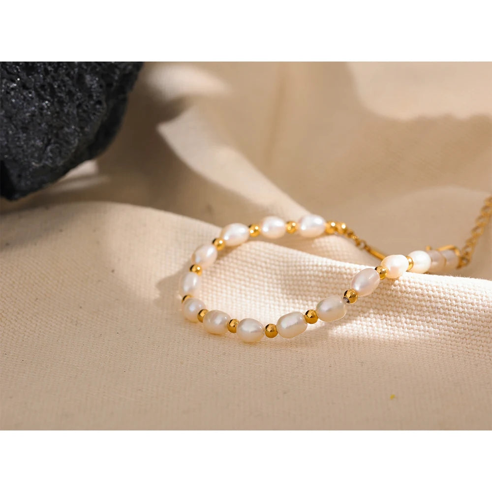 18K Gold Plated Natural Freshwater Pearls Bracelet