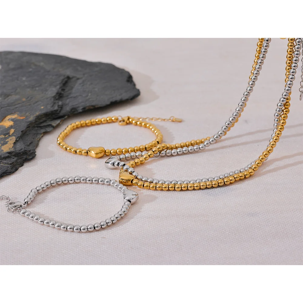 18K PVD Gold Plated Stainless Steel Chain Necklace & Bracelet Set