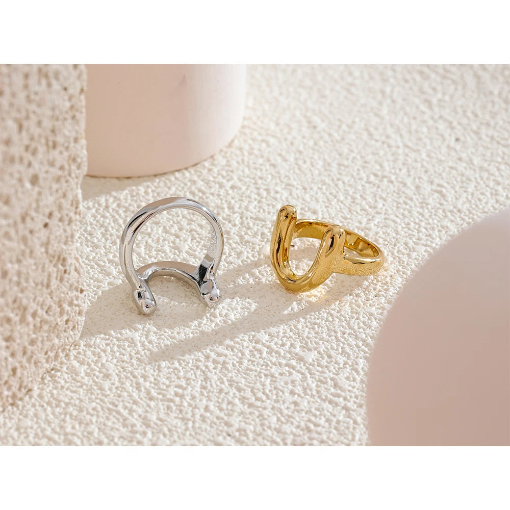 18K Gold Plated Stainless Steel U-Shape Finger Ring