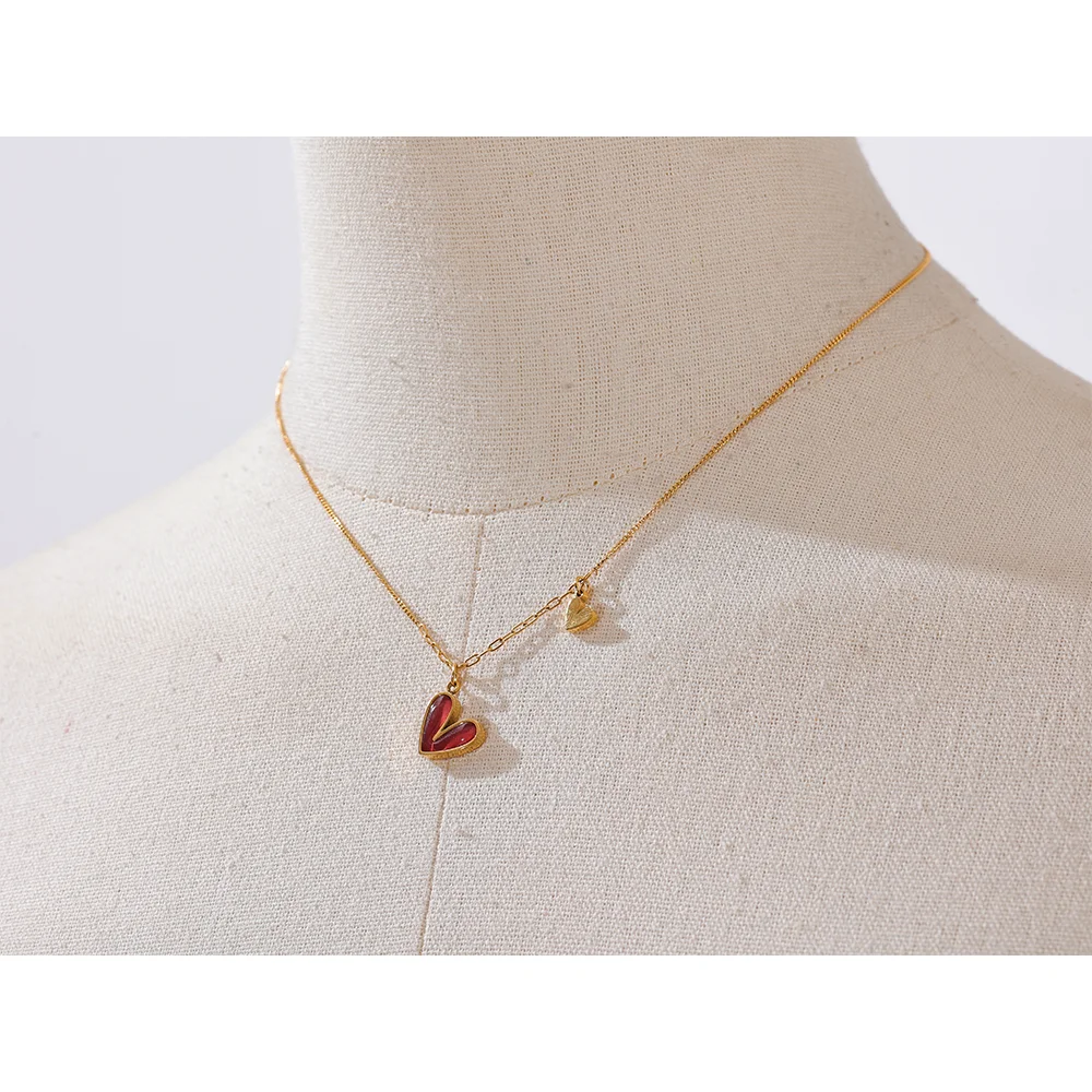 18K Gold Plated Stainless Steel Heart Pendant Necklace