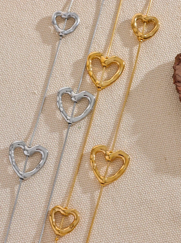 18K PVD Gold Plated Stainless Steel Heart-Shaped Long Necklace