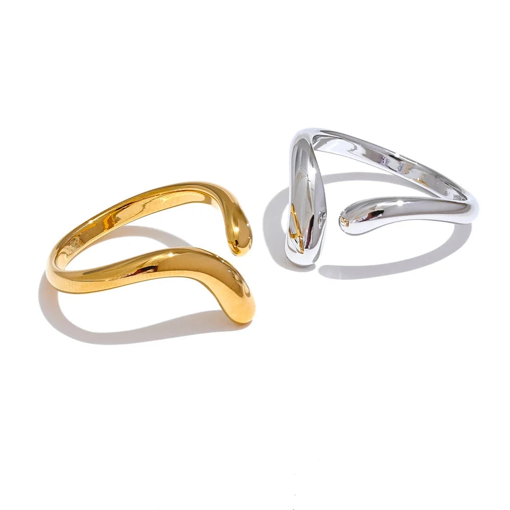 18K Gold Plated Stainless Steel Adjustable Ring