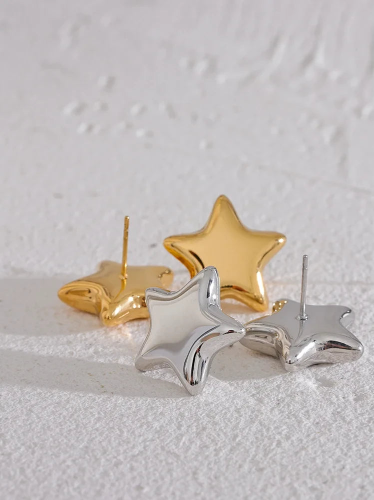 18K PVD Gold Plated Stainless Steel Small Star Earrings