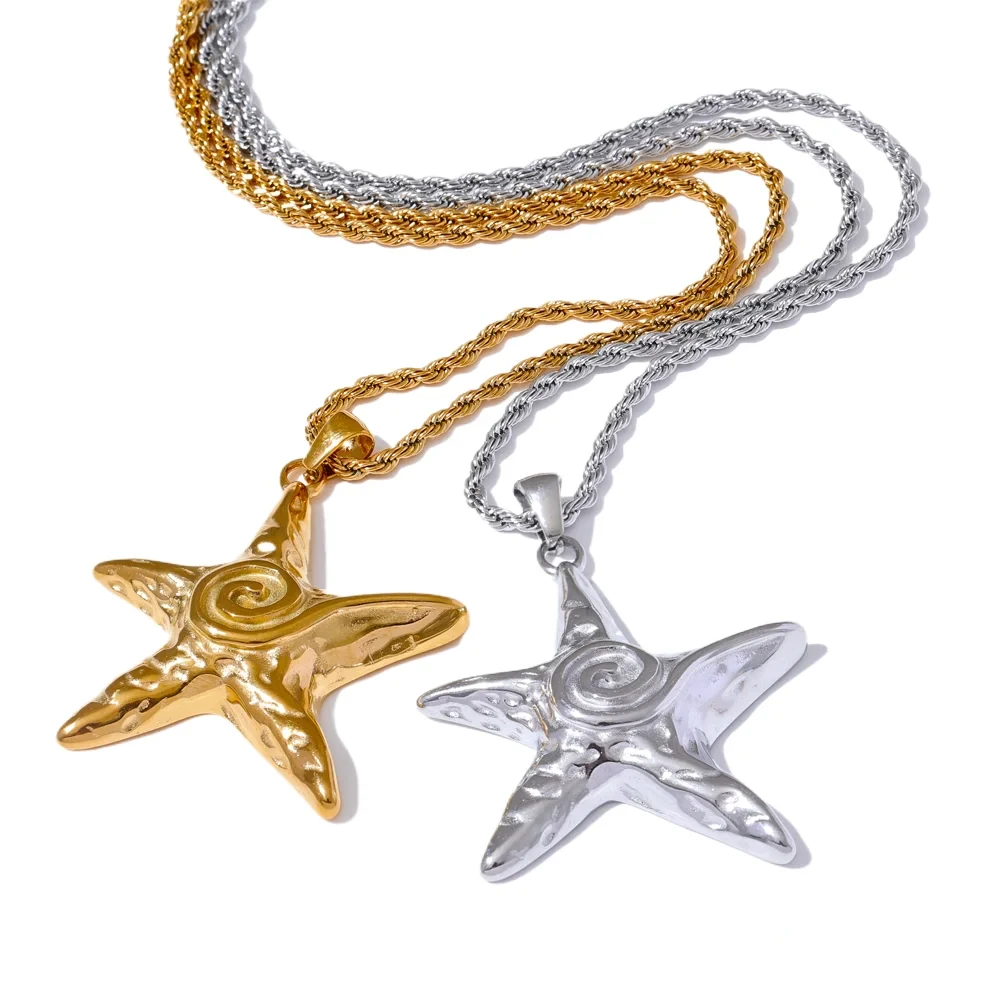 18K Gold Plated Stainless Steel Starfish Pendant Necklace