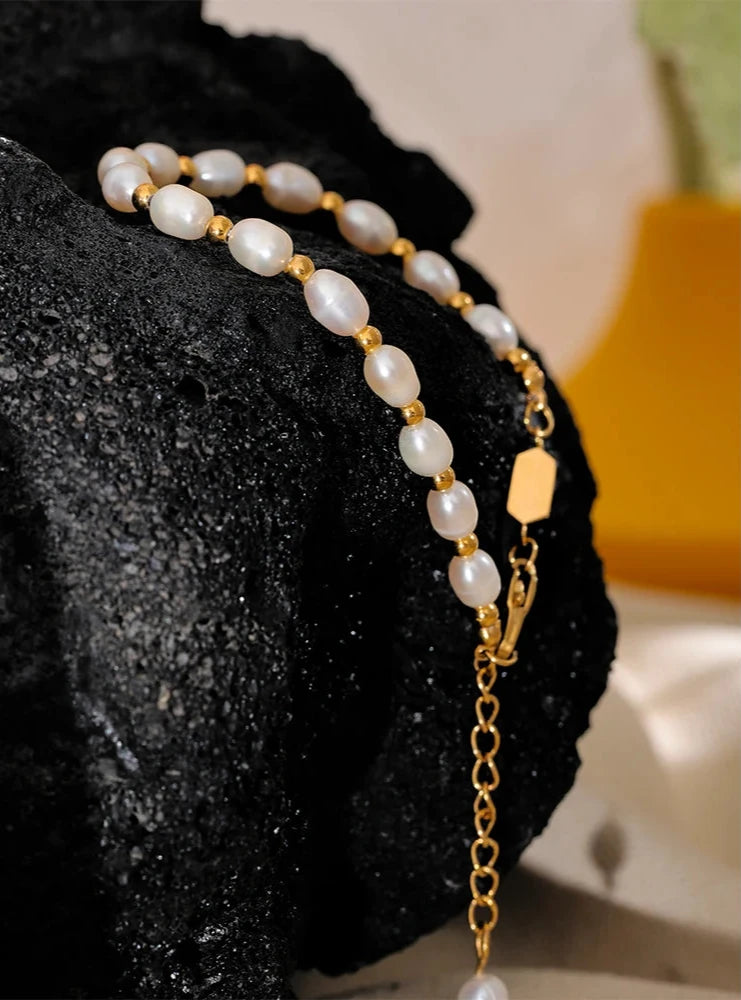 18K Gold Plated Natural Freshwater Pearls Bracelet