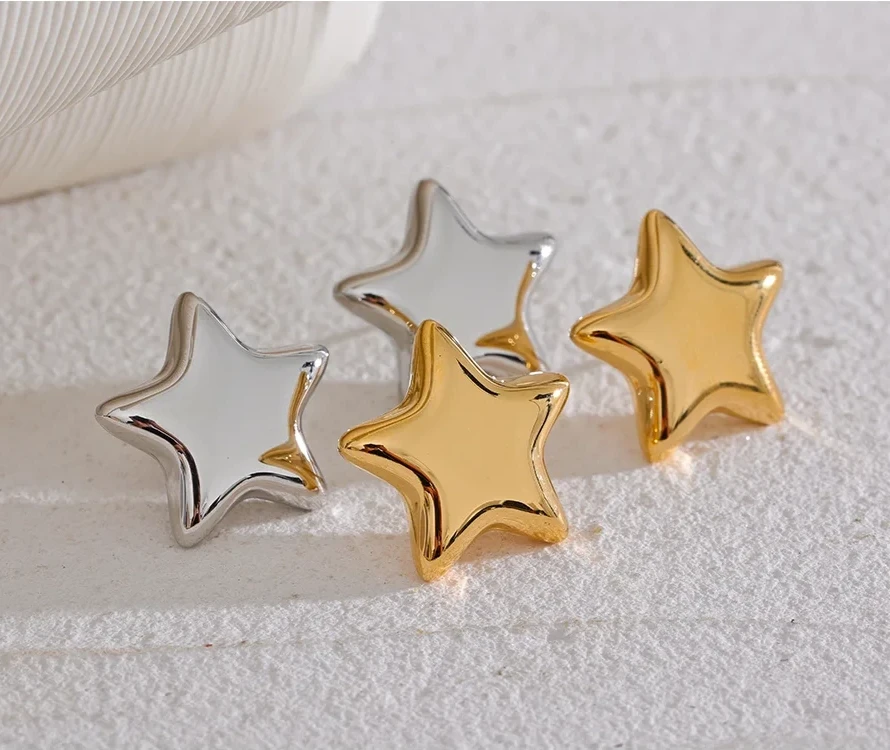 18K PVD Gold Plated Stainless Steel Small Star Earrings