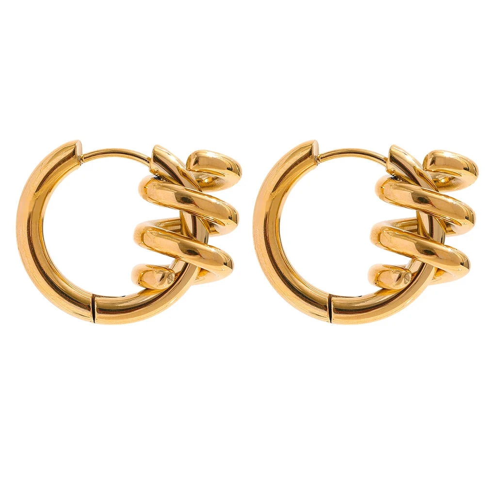 18K PVD Gold Plated Stainless Steel Twisted Hoop Earrings For Women